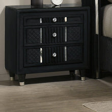 Load image into Gallery viewer, 1 Piece Nightstand Upholstery Textured Look Luxurious Feel Drawer Fronts Crystal Style Knobs - Black
