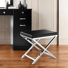 Load image into Gallery viewer, 21" Faux Leather Vanity Chair - Black / Silver
