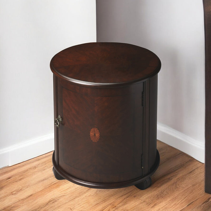 Round End Table - Dark Brown
