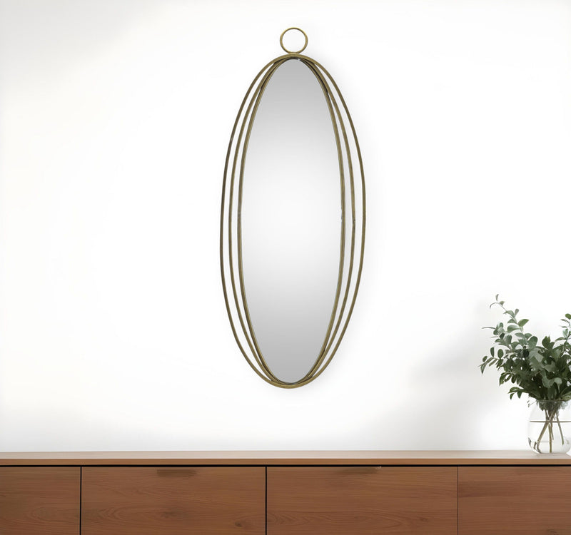 34" Oval Metal Framed Accent Mirror - Gold