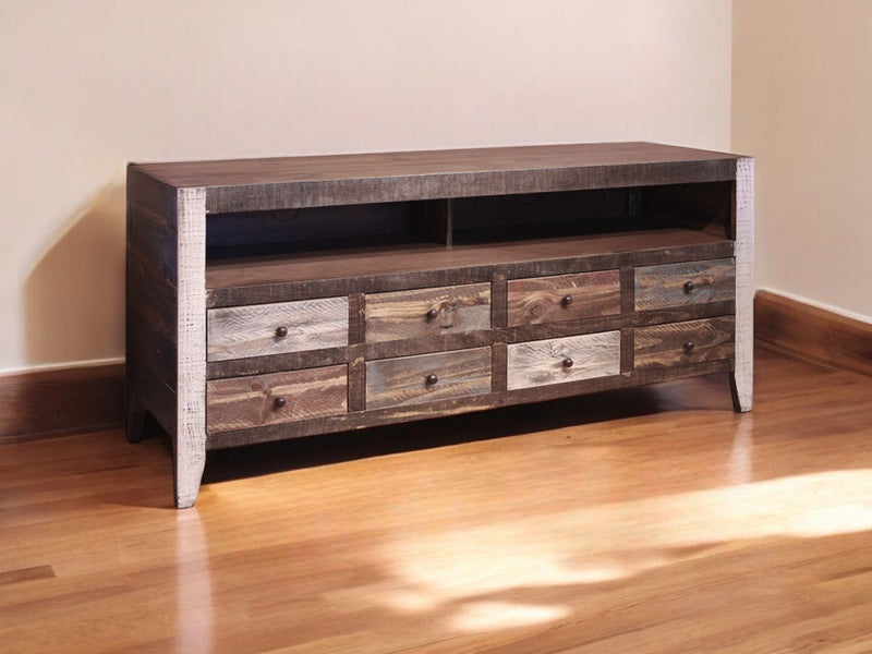 Enclosed Storage Distressed TV Stand Cabinet - Brown