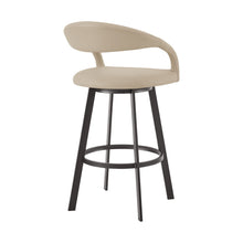 Load image into Gallery viewer, 30" Contemporary Faux Leather And Iron Low Back Bar Height Swivel Bar Chair - Brown
