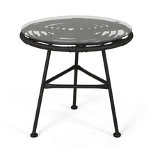 Load image into Gallery viewer, Petrichor - Outdoor Side Table With Tempered Glass And Steel Frame
