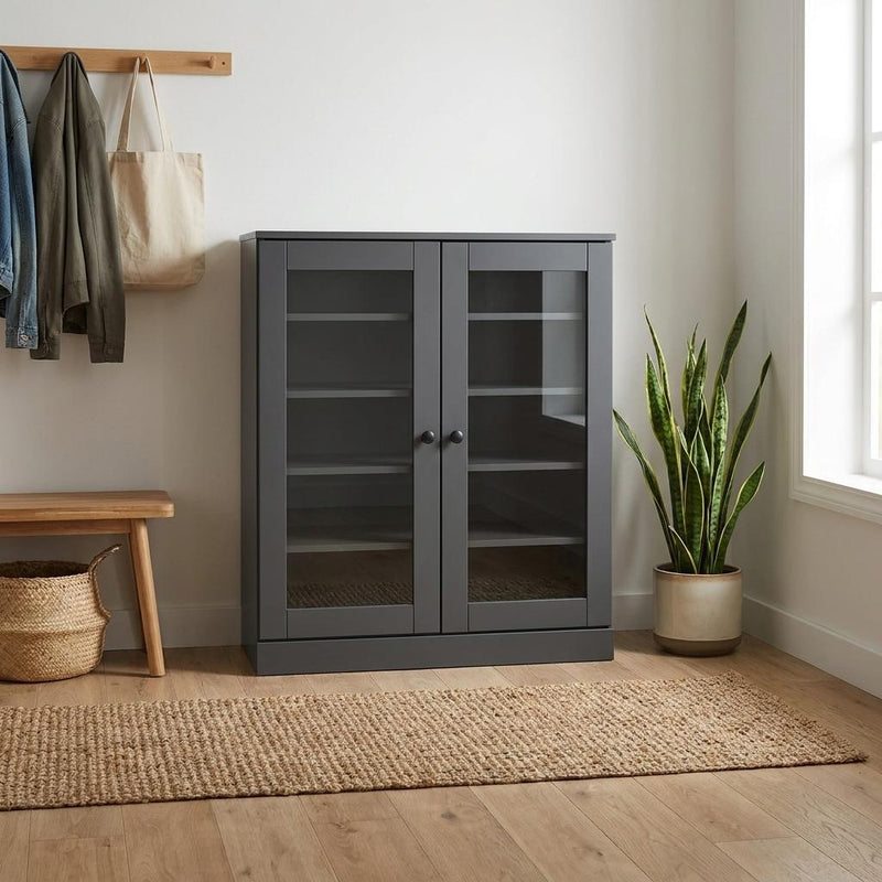 Twenty Pair Solid Woodshoe Storage Cabinet (752332) - Gray