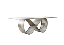 Load image into Gallery viewer, Glass Metal Pedestal Base Dining Table - Clear / Gray

