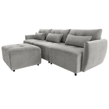 Load image into Gallery viewer, 113.3&quot; Convertible Sectional Sofa Couch 3-Seat L-Shaped Sofa with Movable Ottoman and  USB for Apartment, Living Room, Bedroom, Grey
