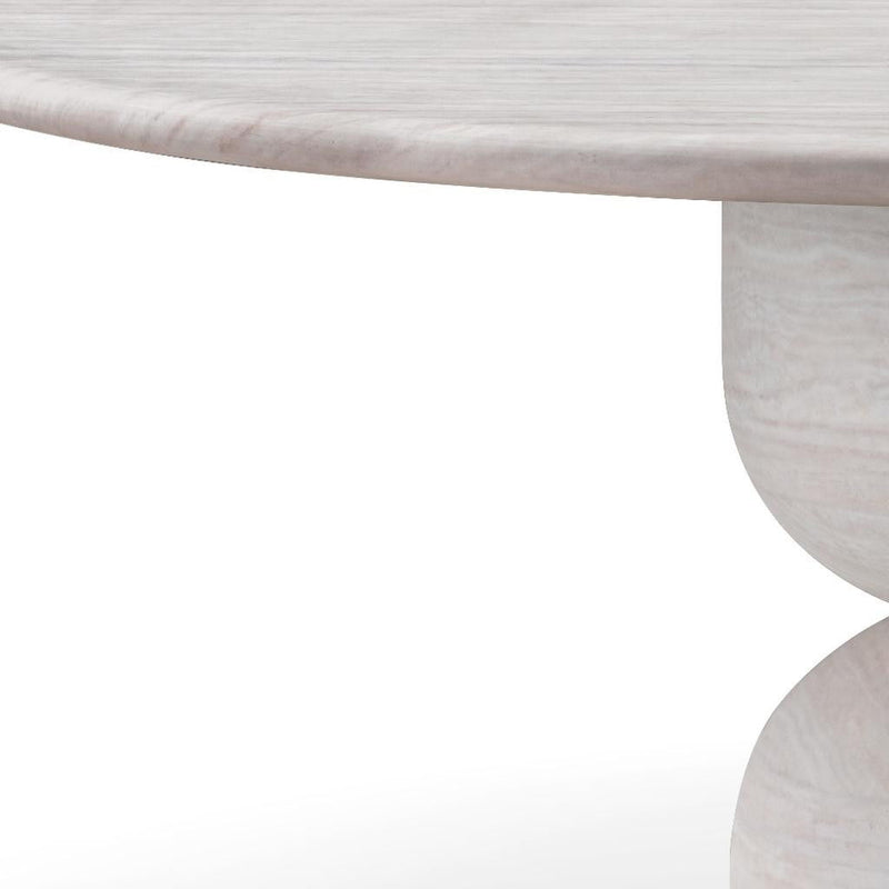 Marble Pedestal Base Round Top Dining Table - Beige