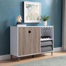 Load image into Gallery viewer, Wooden Display Rack, Cabinet With Drawer, Holds 6 Wine Glass - White / Dark Taupe
