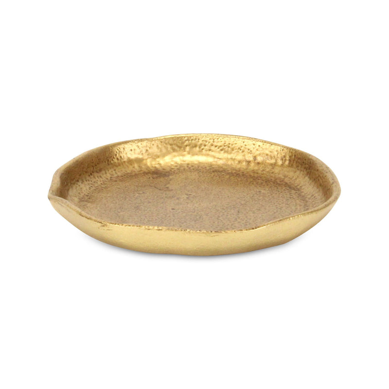 6" Cast Iron Handmade Round Trinket Tray - Gold