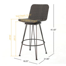 Load image into Gallery viewer, Outdoor Rattan Barstools With Black Brush Copper Iron Frame (Set of 2) - Multi Brown
