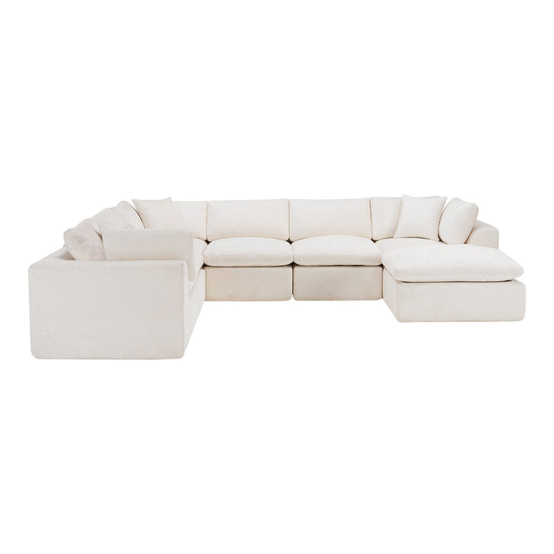 Chenille Modular Sofa Chaise With Ottoman Toss Pillows (725206) - Beige