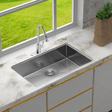 Load image into Gallery viewer, 28" Undermount Kitchen Sink With, 10" Deep, Single Bowl, Rounded Corners - Brushed Nickel
