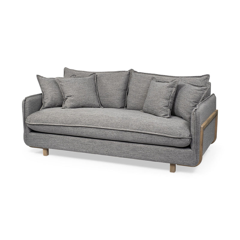 84" Fabric Sofa With Brown Legs - Gray