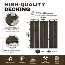 Load image into Gallery viewer, Acacia Hardwood Interlocking Deck Tiles, Striped Pattern
