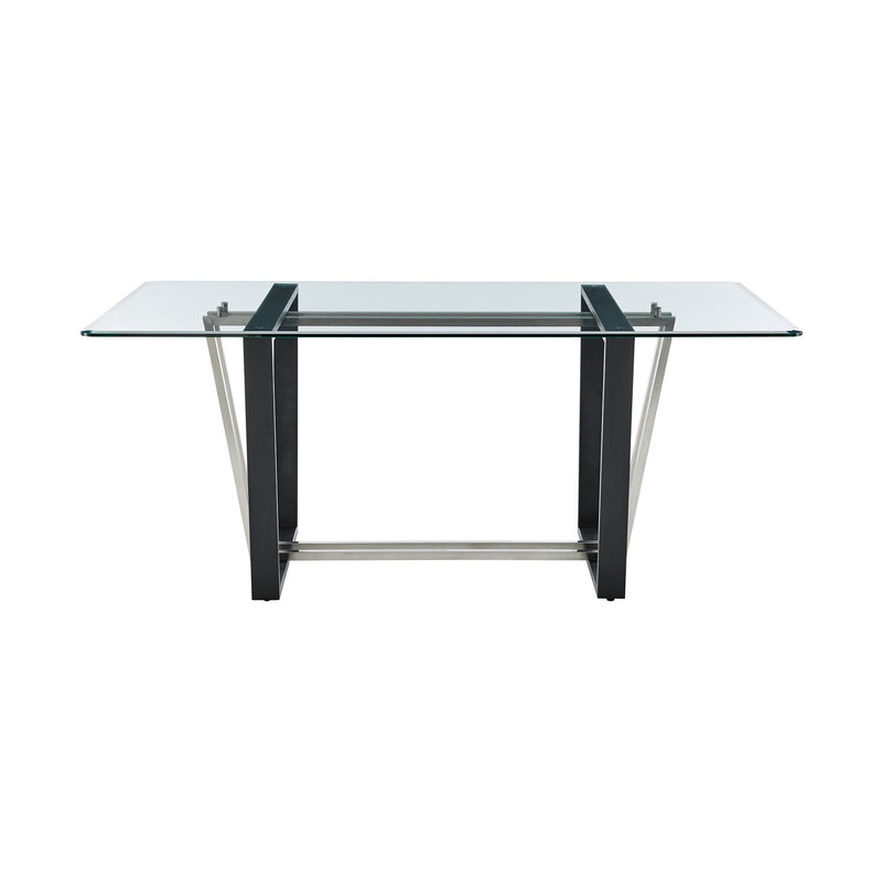 72" Glass And Iron Sled Base Dining Table - Black