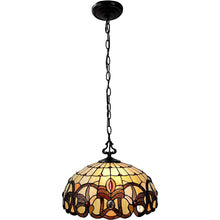 Load image into Gallery viewer, 16" Tiffany Style Stained Glass Two Light Glass Dimmable Ceiling Light - Beige
