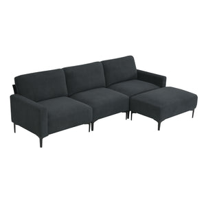 [VIDEO provided] [New] 103.5*59" Modern L-shaped Sectional Sofa, 4-seat Velvet Fabric Couch Set with Convertible Ottoman,Freely Combinable Sofa for Living Room, Apartment, Office,Apartment,2 Colors