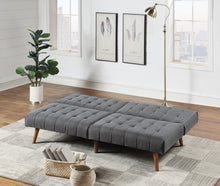 Load image into Gallery viewer, Blue Grey Modern Convertible Sofa 1pc Set Couch Polyfiber Plush Tufted Cushion Sofa Living Room Furniture Wooden Legs
