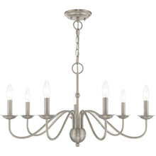 Load image into Gallery viewer, 16" Seven Light Dimmable Chandelier With Shades - Nickel
