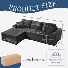 Load image into Gallery viewer, Modular Sectional With Arched Armrests, Includes 3 Back Cushions &amp; 2 Throw Pillows
