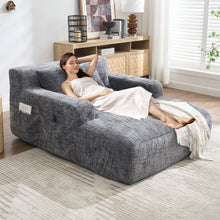 Load image into Gallery viewer, Chenille Interior Lazy Sofa Chaise Longue Armchair With 3 Pillows And Armrests
