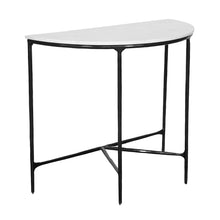 Load image into Gallery viewer, 36" Genuine Marble And Iron Half Moon Console Table - White And Black
