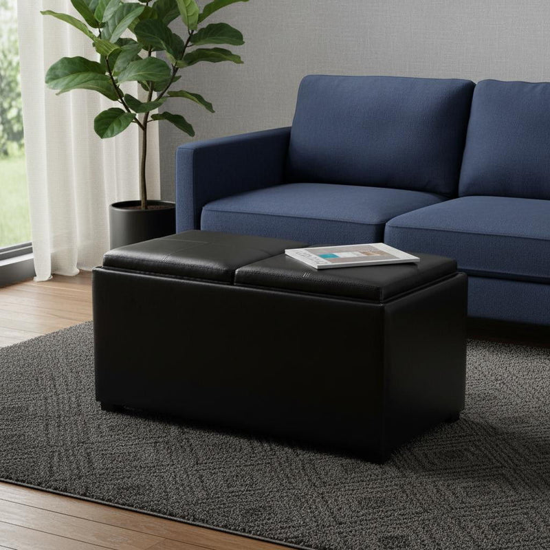35" Upholstery Storage Ottoman - Black