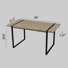 Load image into Gallery viewer, Modern Industrial Dining Table 59&quot; Rectangular Light Wood With Metal Legs For 4 - 6 People - Natural Wood
