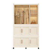 Load image into Gallery viewer, Portable Wardrobe Closet Storage Organizer With 9 Magnetic Doors - Cream White
