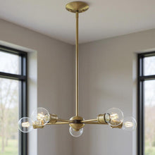Load image into Gallery viewer, 11" Five Light Dimmable Chandelier With Shades - Antiqued Brass
