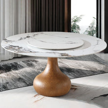 Load image into Gallery viewer, Dining Table, Round With Lazy Susan For Dining Room - Walnut / White
