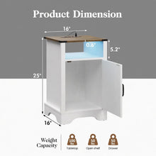 Load image into Gallery viewer, Farmhouse Nightstand With Charging Station &amp; Storage
