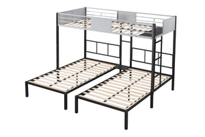 Triple Bunk Bed with Vent Board/ Sturdy Metal Frame/ Noise-Free Wood Slats/ Separatable into three beds/ No Box Spring Needed