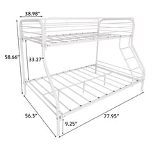 Load image into Gallery viewer, Twin-Over-Full Metal Bunk Bed, Heavy Duty Bunk Bed,Easy Assembly with Enhanced Upper-Level Guardrail, White
