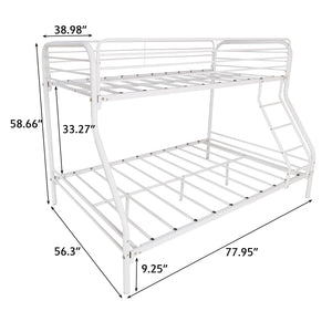 Twin-Over-Full Metal Bunk Bed, Heavy Duty Bunk Bed,Easy Assembly with Enhanced Upper-Level Guardrail, White