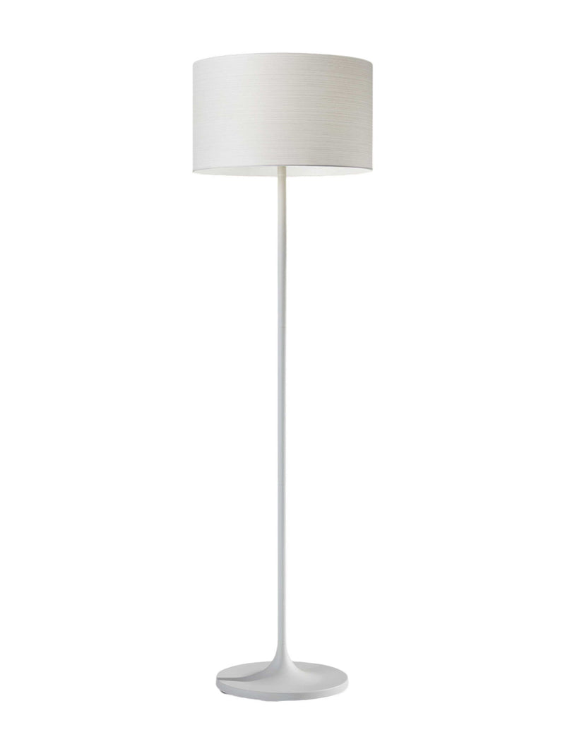 Metal Floor Lamp With White Drum Shade - White