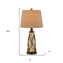 Load image into Gallery viewer, Metal Two Light Table Lamp With Brown Empire Shade - Brown
