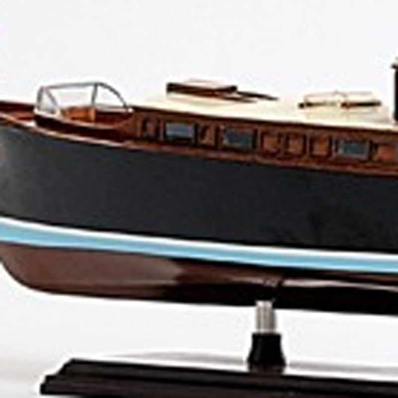 Hand Painted Decorative Boat Model - Black / Brown / Ivory