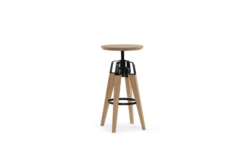 Solid Wood Backless Bar Chair - Natural And Natural And Black