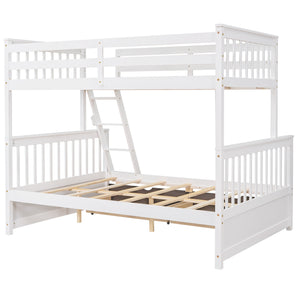 Twin-Over-Full Bunk Bed with Ladders and Two Storage Drawers (White){old sku:LT000165AAK}