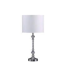 Load image into Gallery viewer, Metal And Faux Crystal Table Lamp With White Drum Shade - Silver
