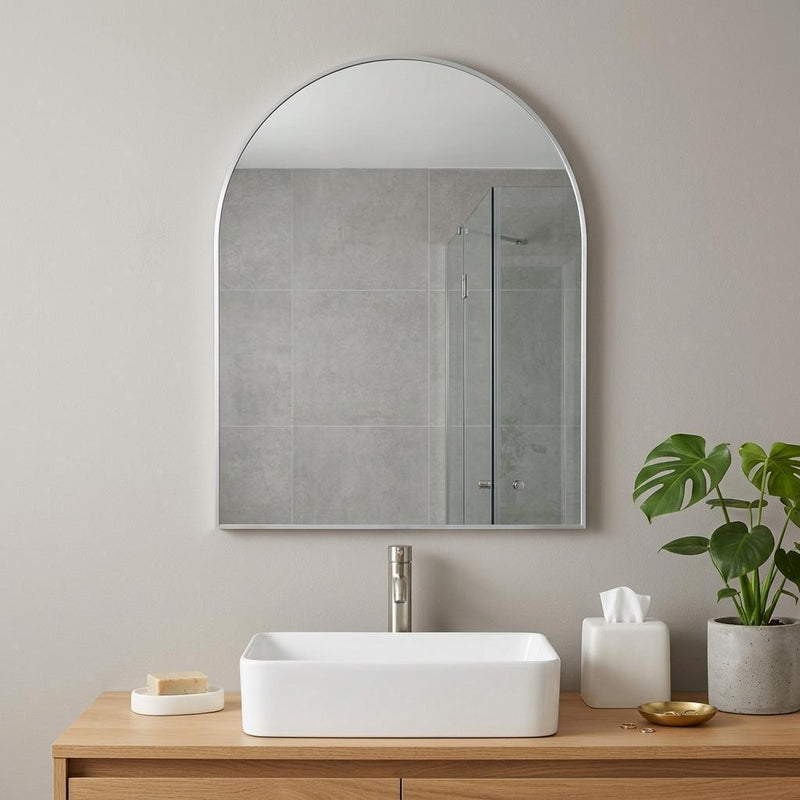 Aluminum Arch Framed Bathroom Vanity Mirror (756081) - Silver