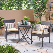 Load image into Gallery viewer, Outdoor Wicker Bistro Set With 2 Chairs - Brown Multi

