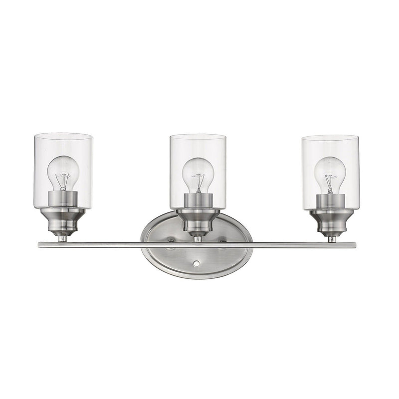 Three Light Wall Light With Clear Glass Shade - Silver