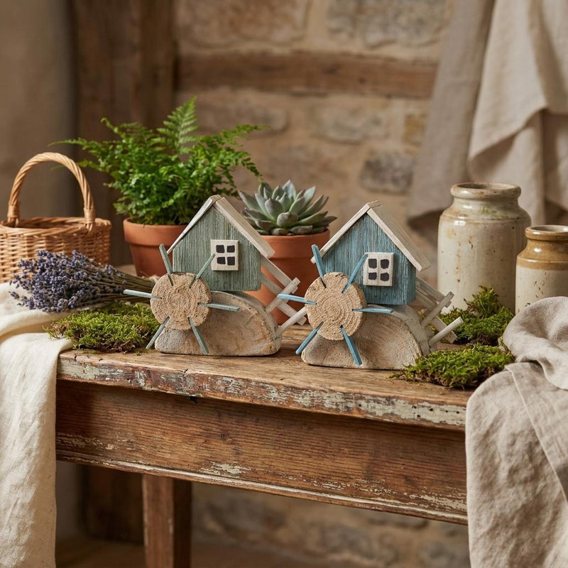 Wood Figurine (Set of 2) - Blue Green And Brown