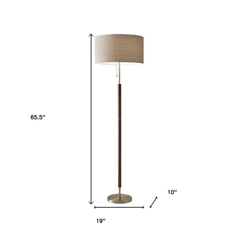 Traditional Shaped Floor Lamp With Drum Shade - Brown
