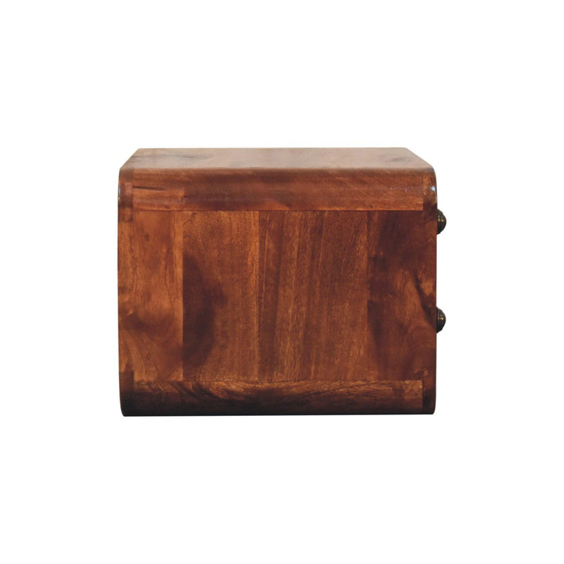 18" Modern Solid Wood Two Drawer Floating Nightstand - Brown