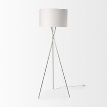 Load image into Gallery viewer, Tripod Floor Lamp With Fabric Drum Shade - Beige
