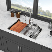 Load image into Gallery viewer, 33" Drop In Kitchen Sink Single Bowl 16 Gauge Stainless Steel Ledge Workstation - Black

