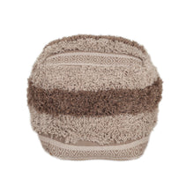 Load image into Gallery viewer, Boho Shaggy Textured Pouf - Khaki
